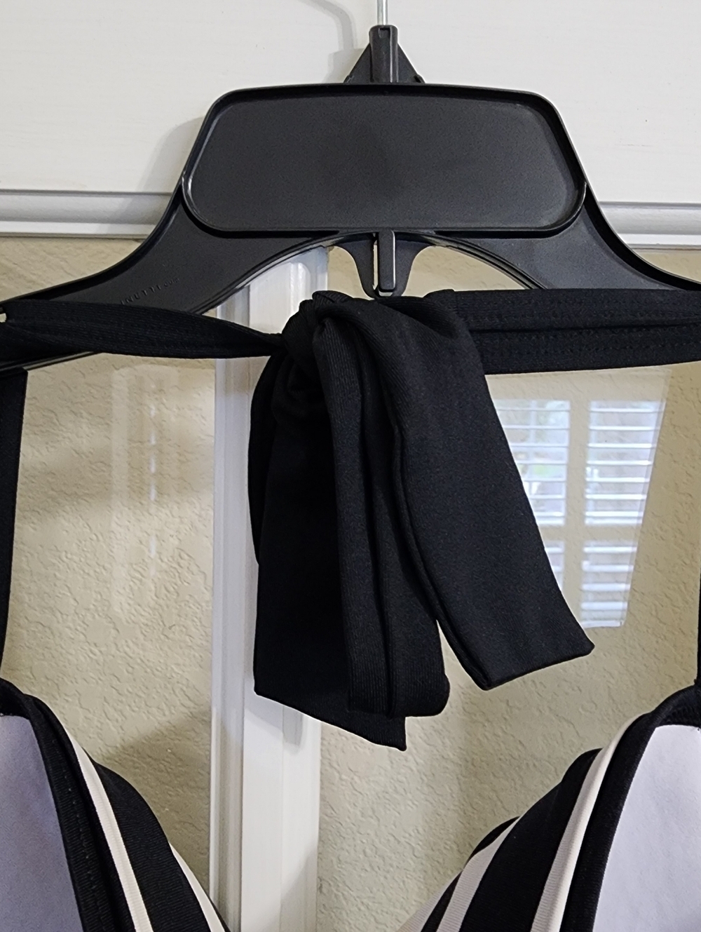 Liz Claiborne 20W Black White Striped Tummy Control Halter Swimsuit - Picture 8 of 15